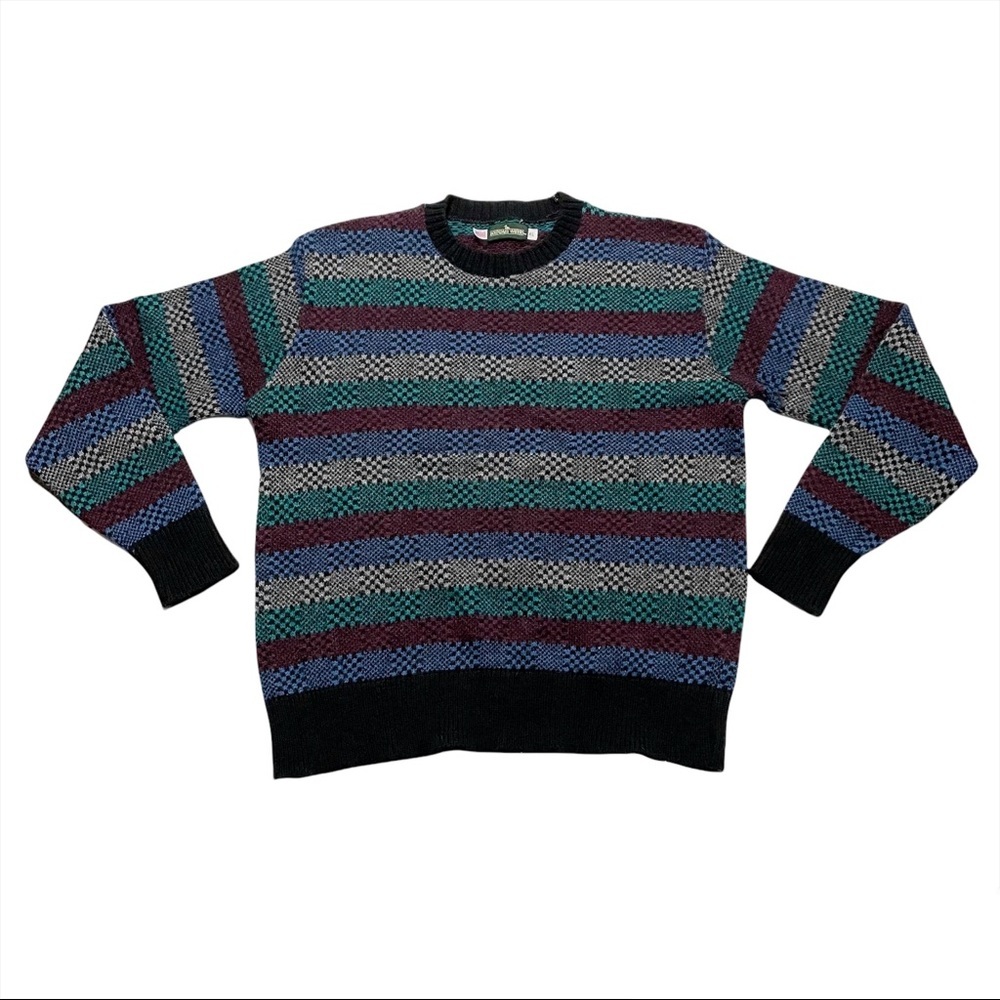 Boundary Waters Vintage Striped Knit Crewneck Sweater Made in USA Men’s Size XL